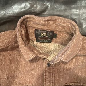 Ralph Lauren RRL brown cotton herringbone work shirt